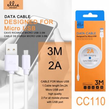 Ellietech CC110 Câble Micro USB 2A 3M Blanc